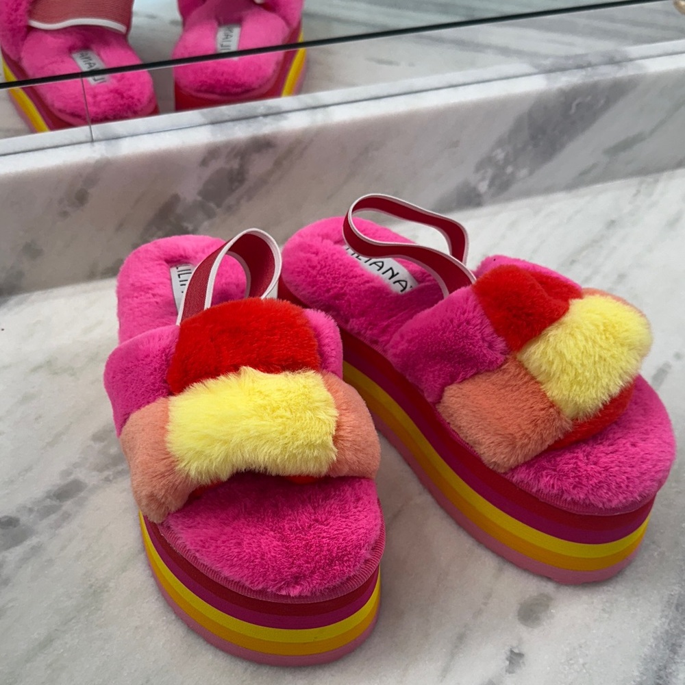 Colorful Fluffy Platform Sandals